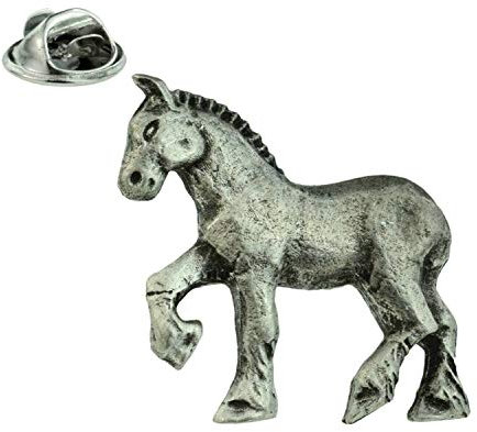 Anstecknadel mit Shire-Pferd-Motiv, Zinn, mit Geschenkbeutel