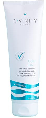 D.Vinity Curly Love Maske für lockiges Haar, trockenes und strapaziertes Haar, geeignet für Curly-Methode, intensive Flüssigkeitszufuhr, verhindert Frizzing, ohne Paraberns und Silikone