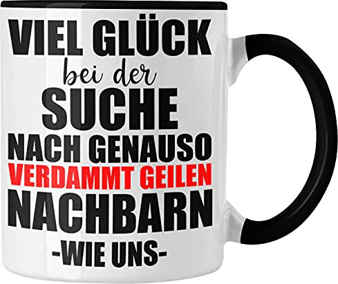 Trendation - Nachbarn Abschied Geschenk Tasse Abschiedsgeschenk Nachbarin Nachbar Bester Nachbar (Schwarz)