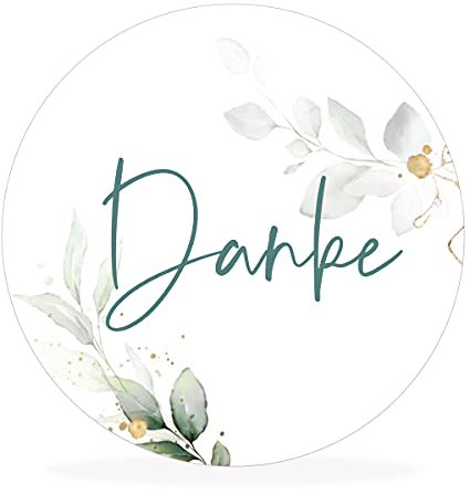 white & ivory 10 runde Aufkleber, Sticker DANKE | 4cm Durchmesser | Gastgeschenke für Hochzeit Taufe Geburtstag | selbstklebend | stilvolles Design