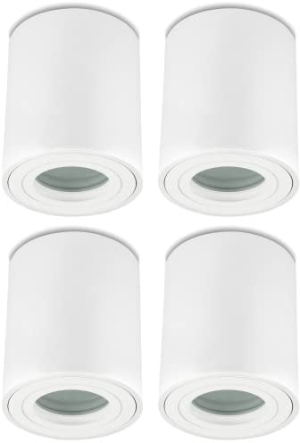 Sweet Led - Aufbauspots IP44 GU10 - Aluminium Deckenspots Ø80mm, 95mm - Feuchtraum geeignet Badezimmer, Küche - 230V Deckenstrahler, weiß matt Aufbaustrahler rund 4er Set ohne Leuchtmittel