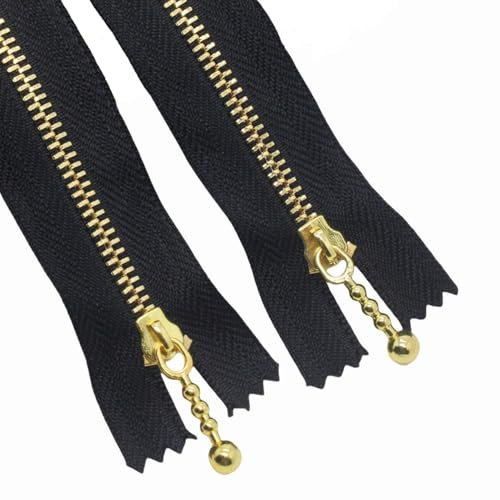 MebuZip 10 Stück 25 cm 3mm Reißverschluss Metall Reißverschluß Nicht teilbar für Tasche DIY Nähen Craft (Goldfarbenen)
