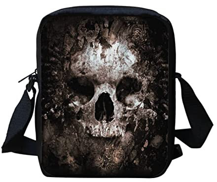 Kuiaobaty Umhängetasche, Handy-Umhängetasche, Totenkopf, Tier, Malerei, kleine Messenger für Schule, Mädchen, Teenager, Gothic-Totenkopf