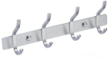 QNIIAED Door Hooks,Multipurpose Stainless Steel Coat Hooks Wall Mounted Screw In Modern Metal Heavy Duty Coat Rack Row Of Hooks Hanger Towel Robe Clothes Hat Hook For Bathroom Bedrooms(Brushed Silver)