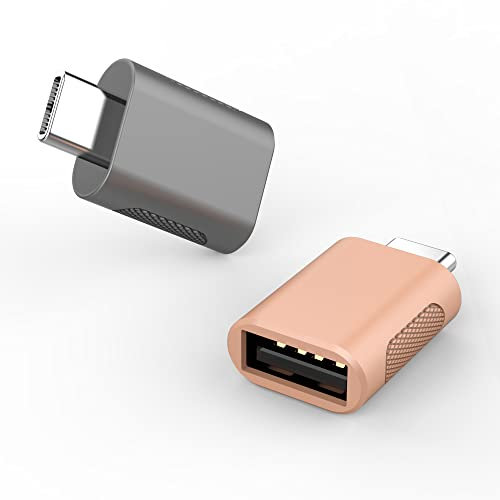 Kedoo USB C auf USB Adapter (2 Stücke) USB Type C Adapter für MacBook Pro/Air 2022 2021 2020,iPad Pro/Air 2020 und andere Typ-C-Telefone oder Geräte, Grau + Roségold