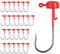 Ned Rig Jigköpfe Haken, 25 Stück, Finesse Pilz-Shroom-Jighaken für weiche Köder (1/8 oz, 25 Stück, rot)