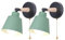 iDEGU 2er Set Wandleuchten Innen Retro Wandlampe aus Holz und Metall mit Schalter Verstellbar Wandspot Moderne Wandleuchte für Schlafzimmer Flur Eingang Wohnzimmer (Matt Grün)
