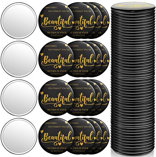 Lot de 36 miroirs compacts inspirants de 7,9 cm - Cadeaux en vrac pour femme - Mini miroir de poche rond pour petit employé - Maquillage pour Noël, galentines, mères, collègues, infirmières, amis