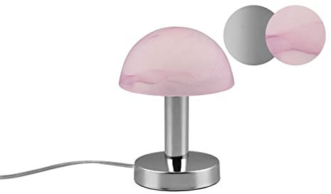 lightling Tischleuchte Frankie mit Fuß aus chrom Metall, Glasschirm aluminium gebürstet, Touchfunktion, exkl. 1 x E14 max. 40W, ø 15 cm, Höhe 21 cm