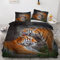 ROUSKI Bettwäsche Tiger 135x200 cm 4teilig 100% Leicht Mikrofaser Kinderbettwäsche Tier Tiger Bettbezug mit Reißverschluss 3D Motiv Zimmer Dekor Bettwäsche-Sets mit 2 Kissenbezüge 80x80