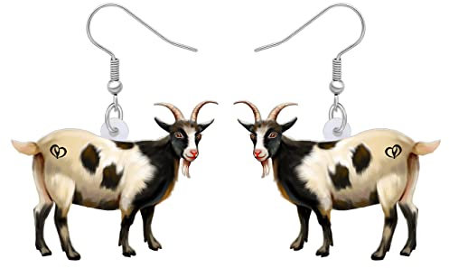 DALANE Acrylic Funny Running Goat Earrings Dangle Drop Farm Animals Jewelry Gifts For Women Girls Kids Charms Party Favors (White)