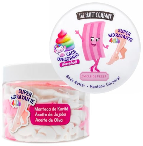 The Fruit Company Manteca Corporal Chicle de Fresa 300ml Crema Corporal Super Hidratante Formula Vegana