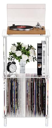 Bkemiy Beistelltisch aus transparentem Acryl, 39,9 x 30 x 78 cm (L x B x H), 3-stöckiger Beistelltisch für Wohnzimmer, kleiner, moderner Nachttisch, Nachttisch für Schlafzimmer, Heimdekoration,