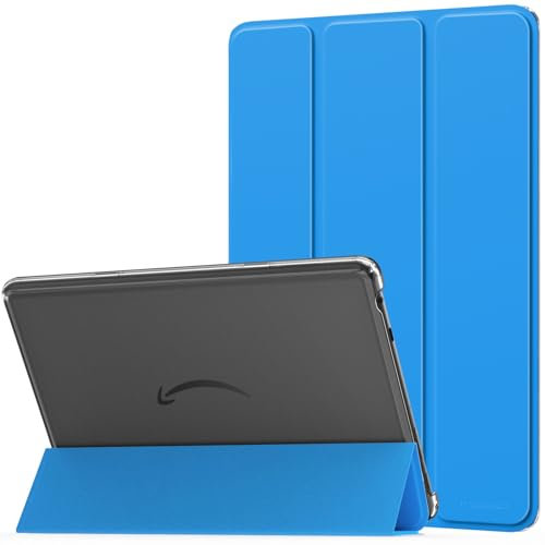MoKo Funda para Amazon Fire HD 10 Tableta (13ª Generación, Modelo de 2023) 10,1, Funda Plegable Cuero PU para Fire Tablet 10 2023 con Carcasa Translúcida, Auto Activación/Reposo, Ola Azul