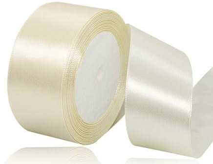 Beige Satinband 40mm, 22Meters Schleifenband Beige Geschenkband Dekoband Stoffband für Geschenk, Basteln, Nähprojekte, Haarschleifen, Brautstrauß, Hochzeits Dekoration