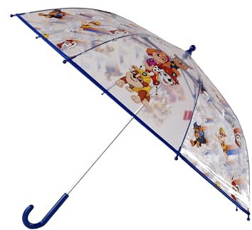 CyP Brands- Paw Patrol- Paraguas infantil, Manual, Paraguas para niños y niñas, Con 8 varillas y tubo metálico de gran resistencia, Transparente, Producto oficial