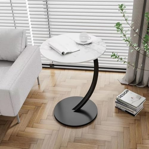 Beistelltisch C Form, Beistelltisch C Form Outdoor, C-förmiger Beistelltisch, Retro-Stil-beistelltisch, Metallrahmen, Industriell, for Kaffee Und Laptop 62 * 40cm (Color : Blance)
