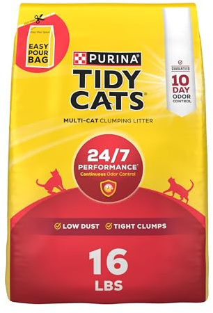 Purina Tidy Cats Clumping Cat Litter Odor Control, 24/7 Performance Multi Cat Litter - 16 lb. Bag