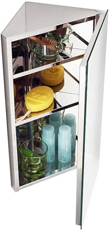 Armoire Miroir Salle de Bain Armoire de Toilette Murale Meuble d'angle 3 étagères 30 x 18,4 x 60cm Acier INOX