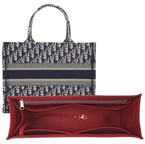 LOUKAYCCI Geldbörsen-Einsatz-Organizer für Dior-Bücher, große Tasche, Premium-Portemonnaie, Filzeinsatz, mehrere Taschen, Burgunderrot, klein