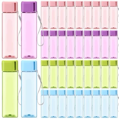 Mifoci 40 Pieces Water Bottle Bulk 17 oz Plastic Water Bottles for Kids Adults Leak Proof Reusable Sport Drinking Cups with Handle Strap for Party Outdoor Children School Classroom Travel