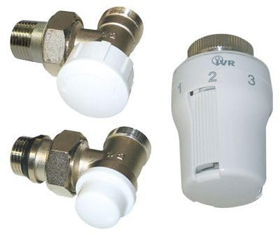 Thermobrico Kit de valve thermostatique avec détenteur et tête thermostatique de 3/8 par équipe pour radiateurs et radiateurs