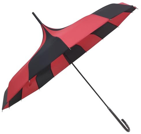KAKASEA Stilvoller Pagoden-Regenschirm, modisch, langer Griff, Sonne, Regen, winddicht, gestreift, Pagodenschirme