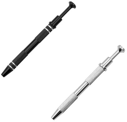 ERBO 2 Stück Piercing Zange, Schmuck Pinzette mit 4 Klauen, Pick Up Werkzeug, Diamant Edelsteine Catcher, Pircings Kugelhalter Prong für Perlen Uhren Brillen Löten Schmuckherstellung (Silber+Schwarz)
