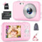 Fotocamera Digitale Compatta con scheda da 32GB, 1080P 44MP Macchina Fotografica Digitale con Zoom Digitale 16X Flash e 2 Batterie, Ricaricabile Fotocamera per Bambini, Adulti, Principianti (Rosa)