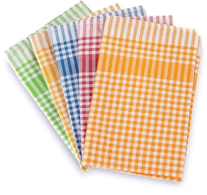 Bertsch Hotelwäsche GmbH Geschirrtücher 5er Set Geschirrhandtuch aus 100% Baumwolle - Geschirrtuch kariert (50x70 cm) - Geschirrhandtücher 60°C waschbar (Gemischt - Blau, Rot, Grün, Gelb, Orange)