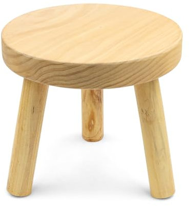 ASSRECT Small Wooden Stool Kids Round Step Stool 9.06 Tall Wooden Stool Display Stand Indoor Plant Stand Detachable Foot Rest Stool for House Plants, Bedroom Bedside Kitchen