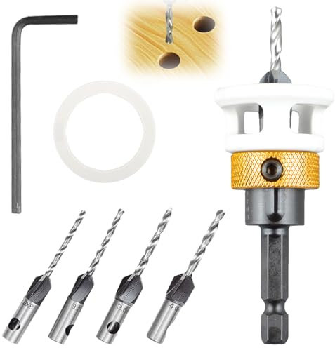 Broca Avellanadora Madera,6 Piezas Broca chaflán de madera Contador,Juego de Brocas Avellanadoras para Trabajar la Madera,Juego de brocas avellanadoras para carpintería,para Madera