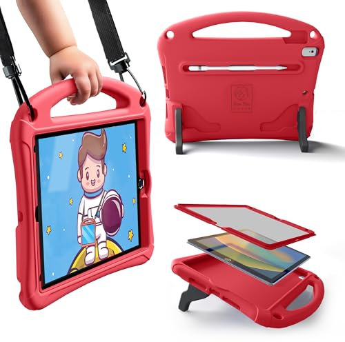 Bam Bino Étui Space Suit pour iPad 9e génération, 8e/7e/10,2, Coque légère protecteur d'écran poignée support bandoulière porte-crayon (violet nébuleuse)