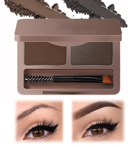 Lilbitty 3-Farbige Augenbrauenpuder-Palette, Wasserfest Und Schweißfest, Einfache Anwendung Mit Integriertem Spiegel Und Mini-Pinsel, Vegan Und Hautfreundlich
