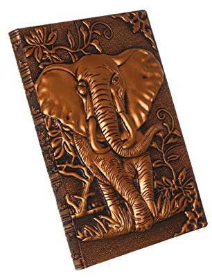 Operitacx A5-notizbuch Im Retro-stil Mit Elefantenprägung Hardcover Kaffeeeinband Pu-leder Tagebuch Für Jungen Und Mädchen Freunde