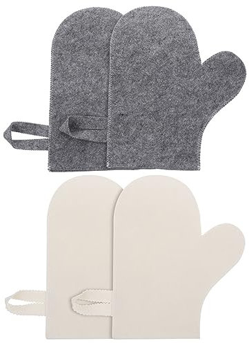 Happyyami 4stücke Saunafäustlinge Aus Filz Wasserabsorbierend Sauna Handschuhe Peelinghandschuhe Für Sauna Körperpeeling Duschhandschuhe Saunazubehör Badehandschuhe