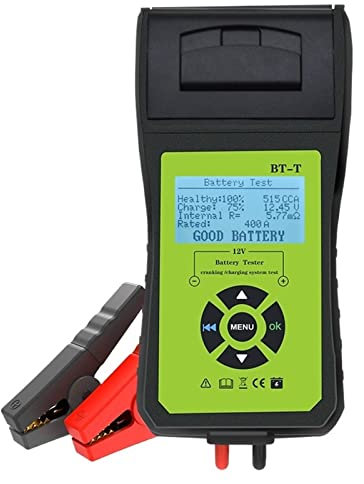Battery Testers, BT-T Car Battery Tester Battery System Analyzer with Printer Multilanguage Automotive Power System Diagnostic Meter