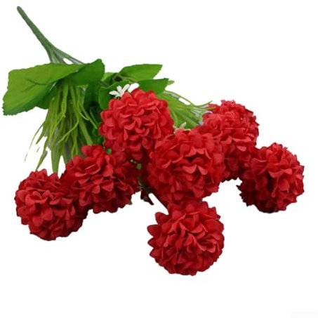 Ramo de Hortensias de Seda Artificial, 9 Cabezas, Boda, Fiesta, Decoración del Hogar, Arreglo Floral de 38 cm de Sltura (rojo grande)