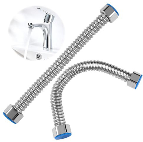 2 Pièces G1/2 x G1/2 Tuyaux Flexible, Stainless Flex Steel Reinforced Hose 20 CM, Tuyau Flexible En Acier Inoxydable De Robinet, pour Connecteur Plomberie Salle de Bain, Robinet d'angle, Chauffe-eau