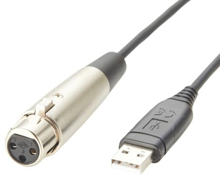 Plinkwirekb USB to XLR Microphone Cable USB A to XLR 3Pin Stereo Audio Cable Built-in IC Chip Mic Link Converter Cable for Recording Karaoke Amplifier Speaker Mixer(0.6M/1.97FT)