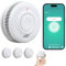PHYSEN Smart WiFi Detector de Humo 10-Año Batería, Detector de Humo con Sensor Fotoeléctrico, Función de Silenciado y Autocomprobación, Certificado DIN EN14604, Compatible con Tuya/Smart Life APP, 3St