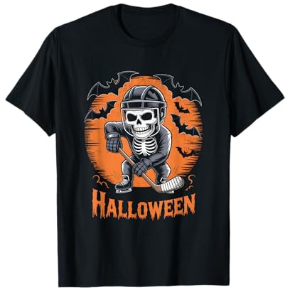 Eishockey Skelett Halloween T-Shirt