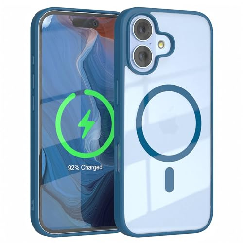 EAZY CASE Hülle für iPhone 17 kompatibel mit Qi Charging Ultra Aufprallschutz Stoßfest und Kratzfest dünne Schutzhülle mit Kameraschutz Silikon Cover Clear Hybrid Handy Case Dunkel Blau - Qi Charging