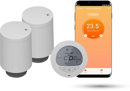 Automat-on Set für Fußbodenheizung mit 2X Smart Heizkörperthermostat und Zigbee Thermostat Fussbodenheizung | Steuerung mit Tuya, SmartLife oder ohne App | Kompatibel mit Alexa, Google Home