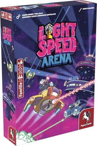 Light Speed Arena Brettspiel, 1-4 Spieler, ab 8 Jahren, von Pegasus Spiele, Weltraum-Kampfspiel, 17,2 x 5 cm, ohne Batterien