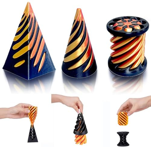 Mailfull 3 PCS Impossible Cone 3D Imprimé Spiral Cone Fidget Toy Sculpture de Passthrough Pyramide Jouet Anti-Stress pour Enfants et Adultes