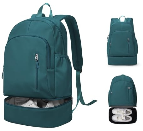 VENATIN Gym Rucksack damen Sportrucksack mit Schuhfach und Nasstasche,Wasserdichter Freizeitrucksack Sportrucksack Sporttasche für Schwimmen Yoga,Handgepäckrucksack Reise-Laptop-Rucksack,Pfauenblau