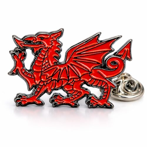 Welsh Dragon Pin Badge St Davids Day Red Enamel Lapel Brooch Rugby Gift Accessory Wales
