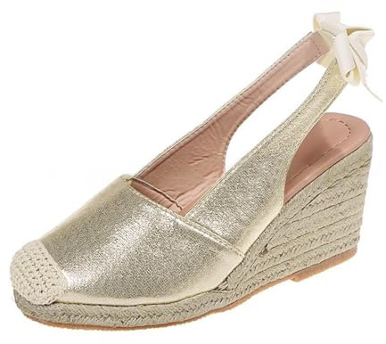 Cocila Sandali Corda Donna Estive Con Zeppa Espadrillas Da Estate Punta Chiusa Cinturino Fiocco Tacco Comode Scarpe Per Lesterno Sandali Da Donna Ortopediche Senza Lacci Trekking Cuoio Sportiva