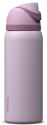 Owala FreeSip - Stainless Steel - 32-oz. - Purple (Lilac You A Lot) (A7) | Acero inoxidable con aislamiento | Tapa antiderrames | Sin BPA, sin plomo y sin ftalatos | Boquilla 2 en 1